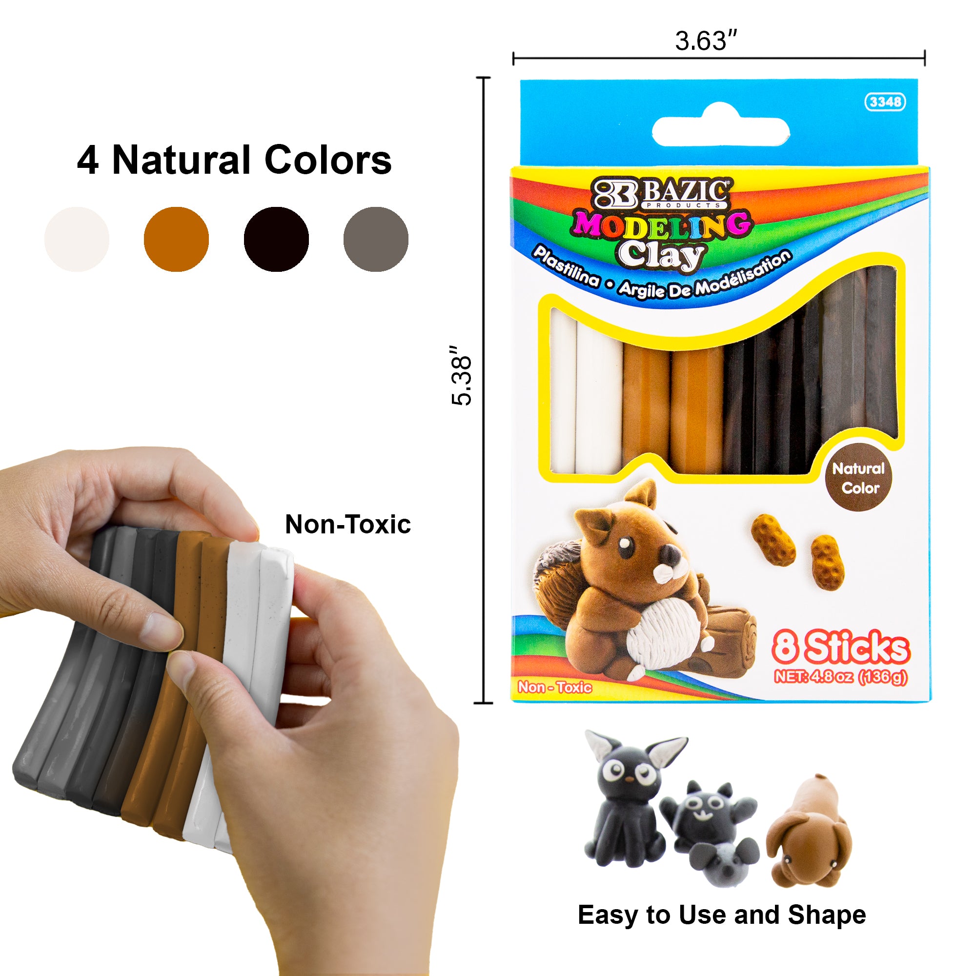 4.8 oz (136g) 4 Natural/ Earth Color Modeling Clay Sticks