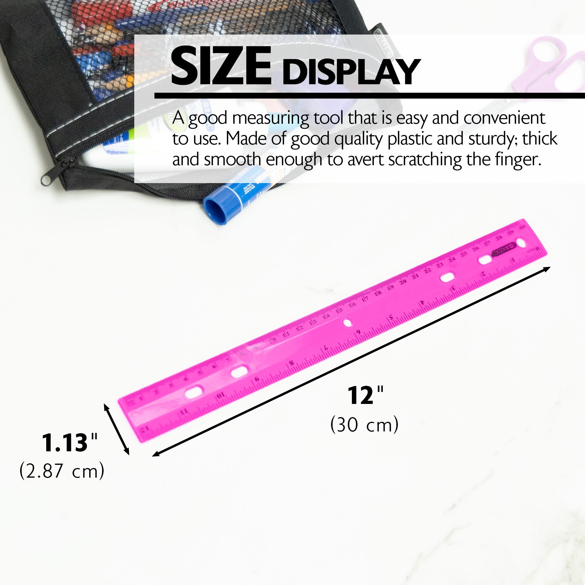12" (30cm) Jeweltones Color Ruler (4/Pack)