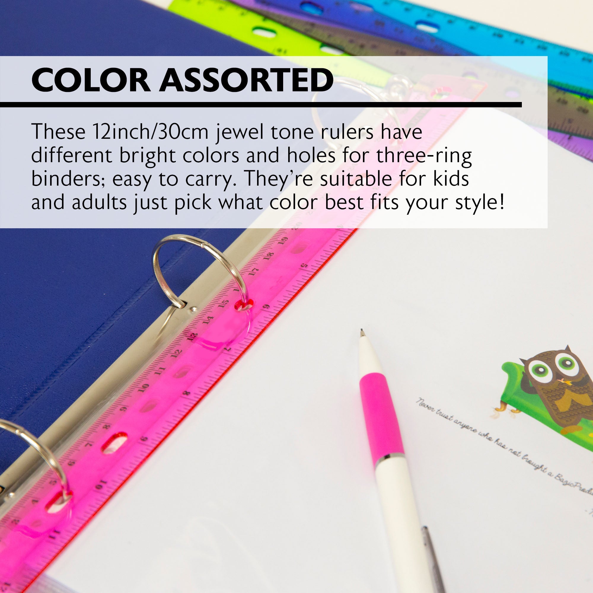 12" (30cm) Jeweltones Color Ruler (4/Pack)