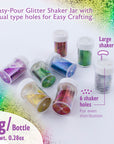 0.28 oz (8g) 4 Primary Color Glitter Shaker