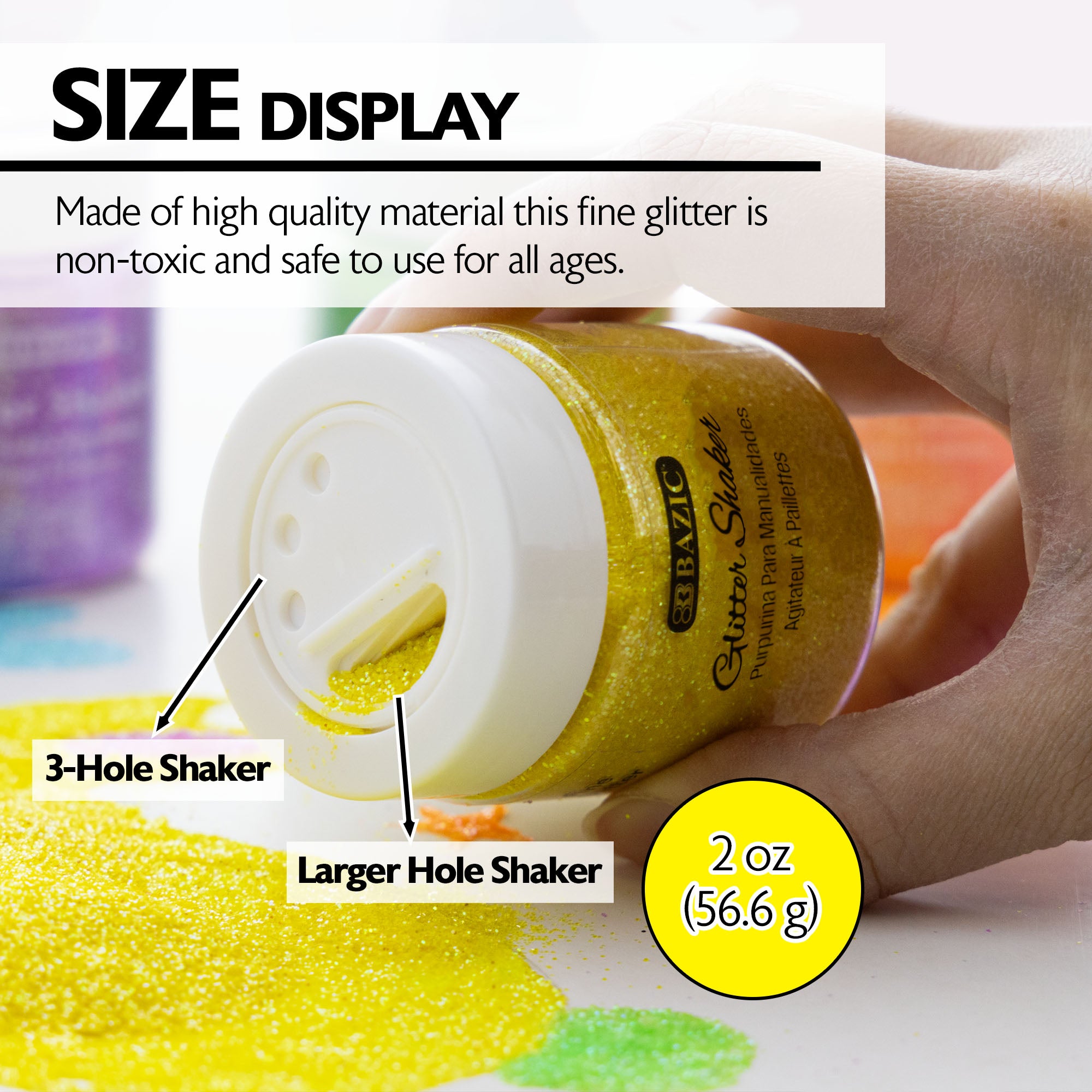 2 oz (56.6g) Neon Color Glitter Shaker
