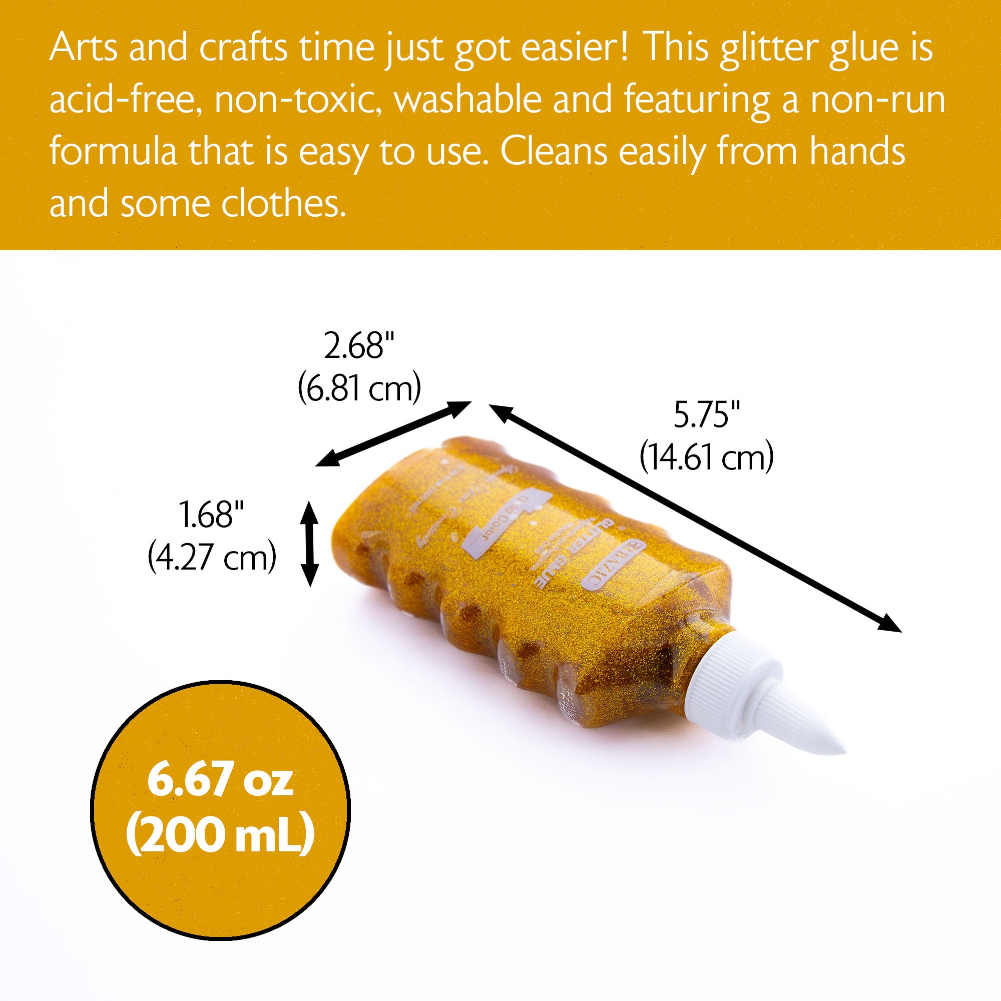 6.76 FL OZ (200 mL) Iridescent/Silver/Gold Color Glitter Glue