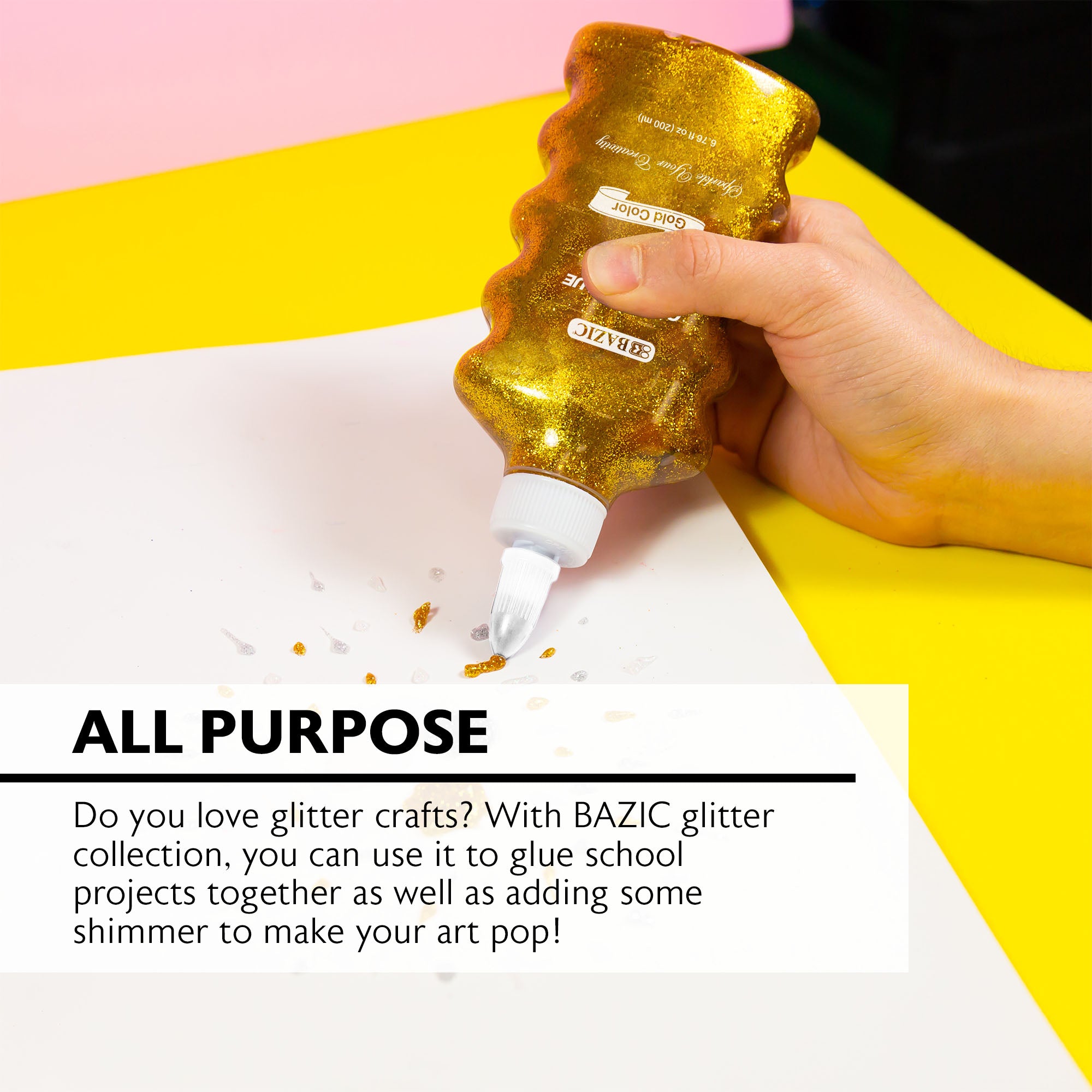 6.76 FL OZ (200 mL) Iridescent/Silver/Gold Color Glitter Glue