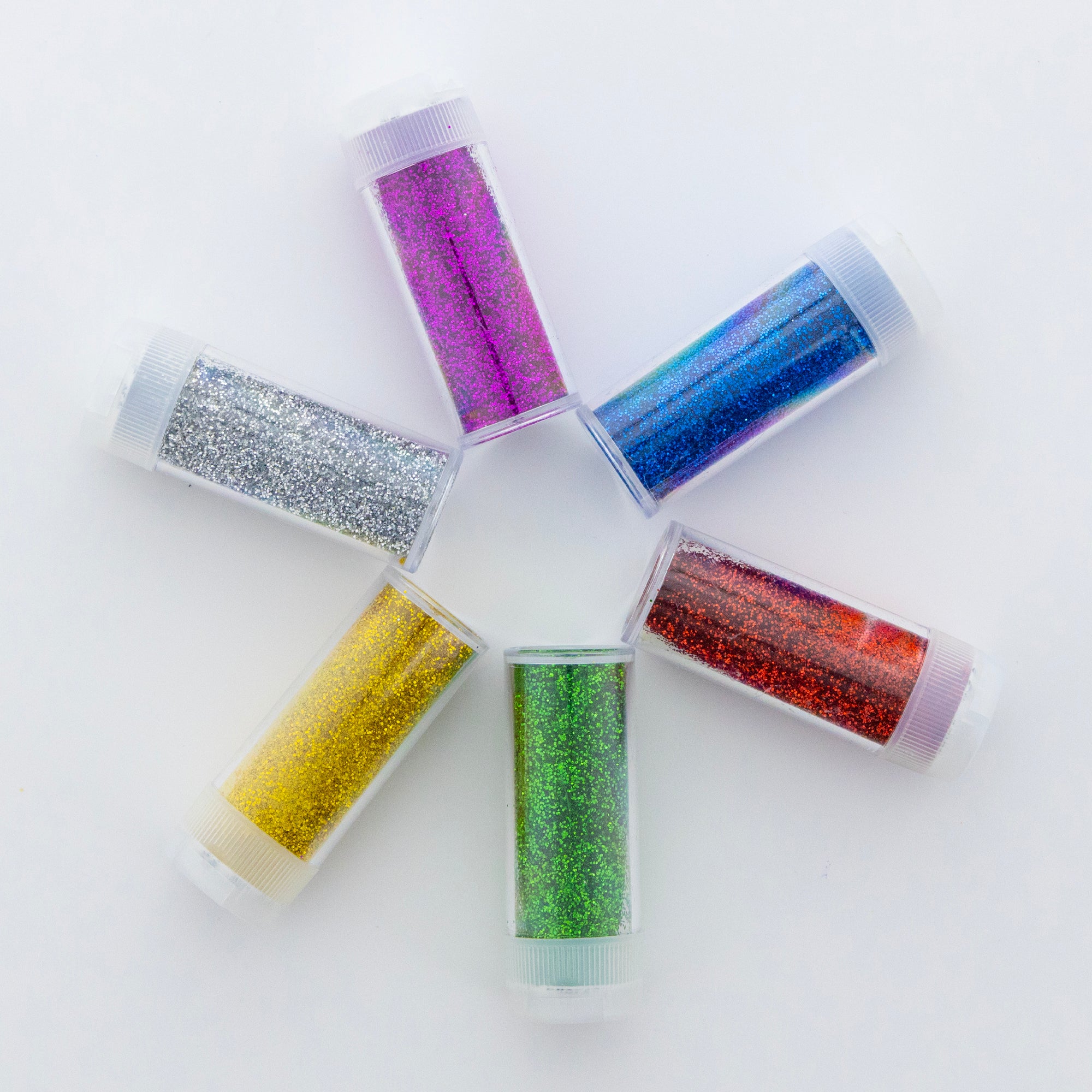0.25 oz (7g) 6 Primary Color Glitter Shaker