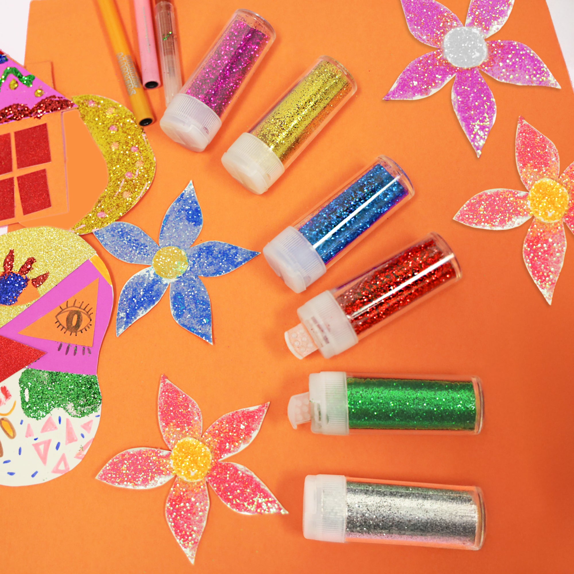 0.25 oz (7g) 6 Primary Color Glitter Shaker