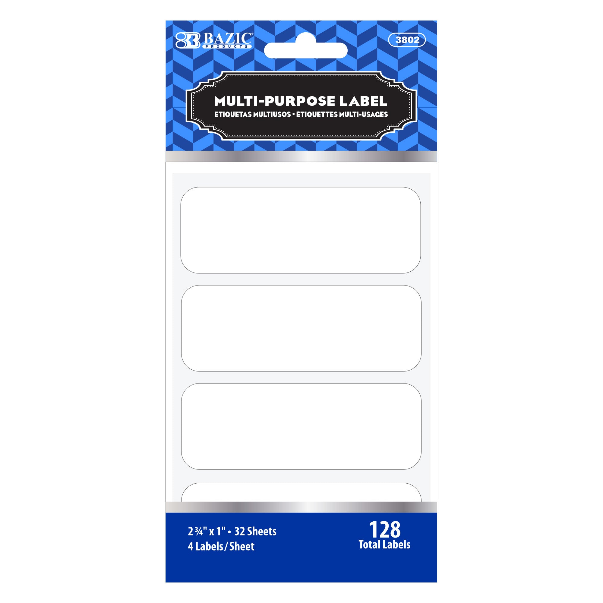 2 3/4" X 1" White Multipurpose Label (128/Pack)