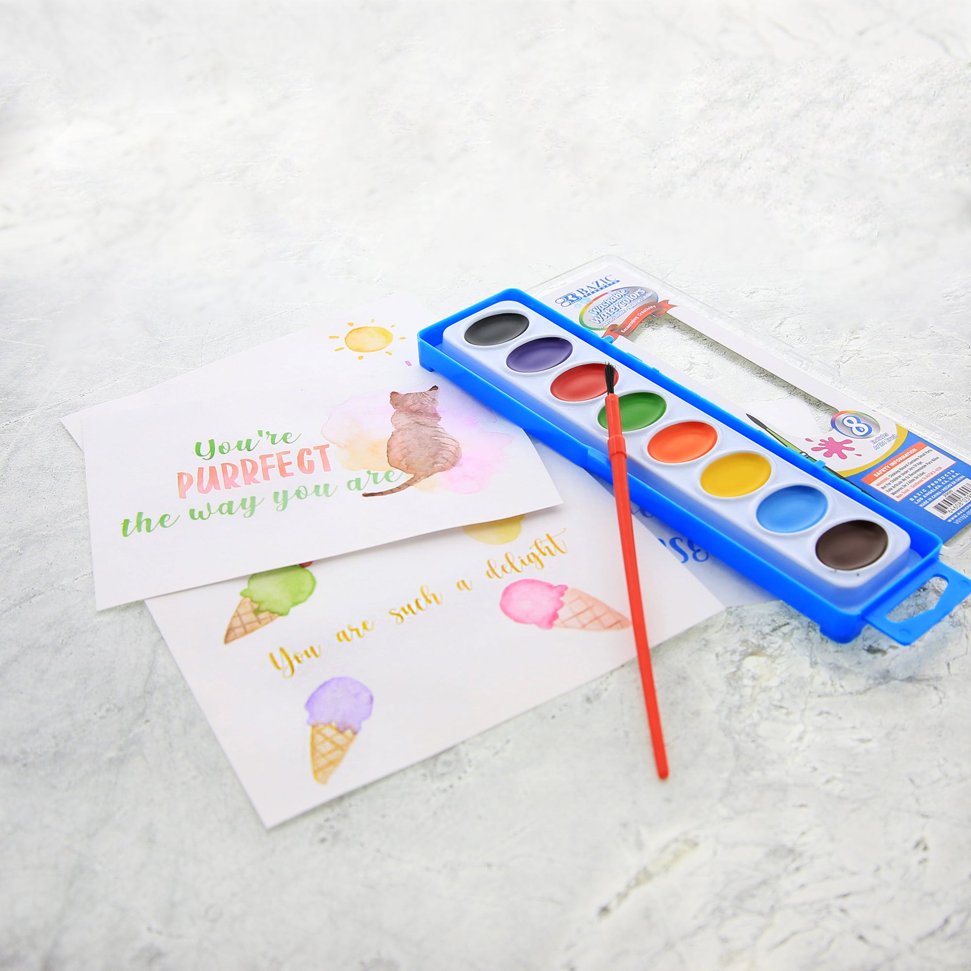 8 Ct. Semi Moist Watercolor w/ Brush