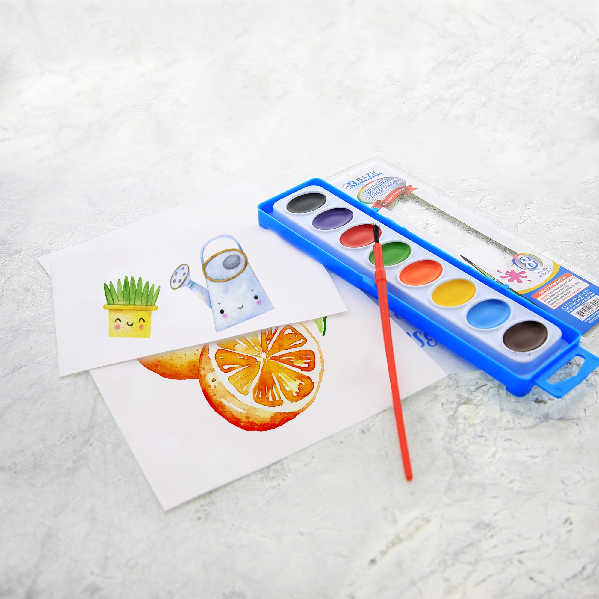 8 Ct. Semi Moist Watercolor w/ Brush