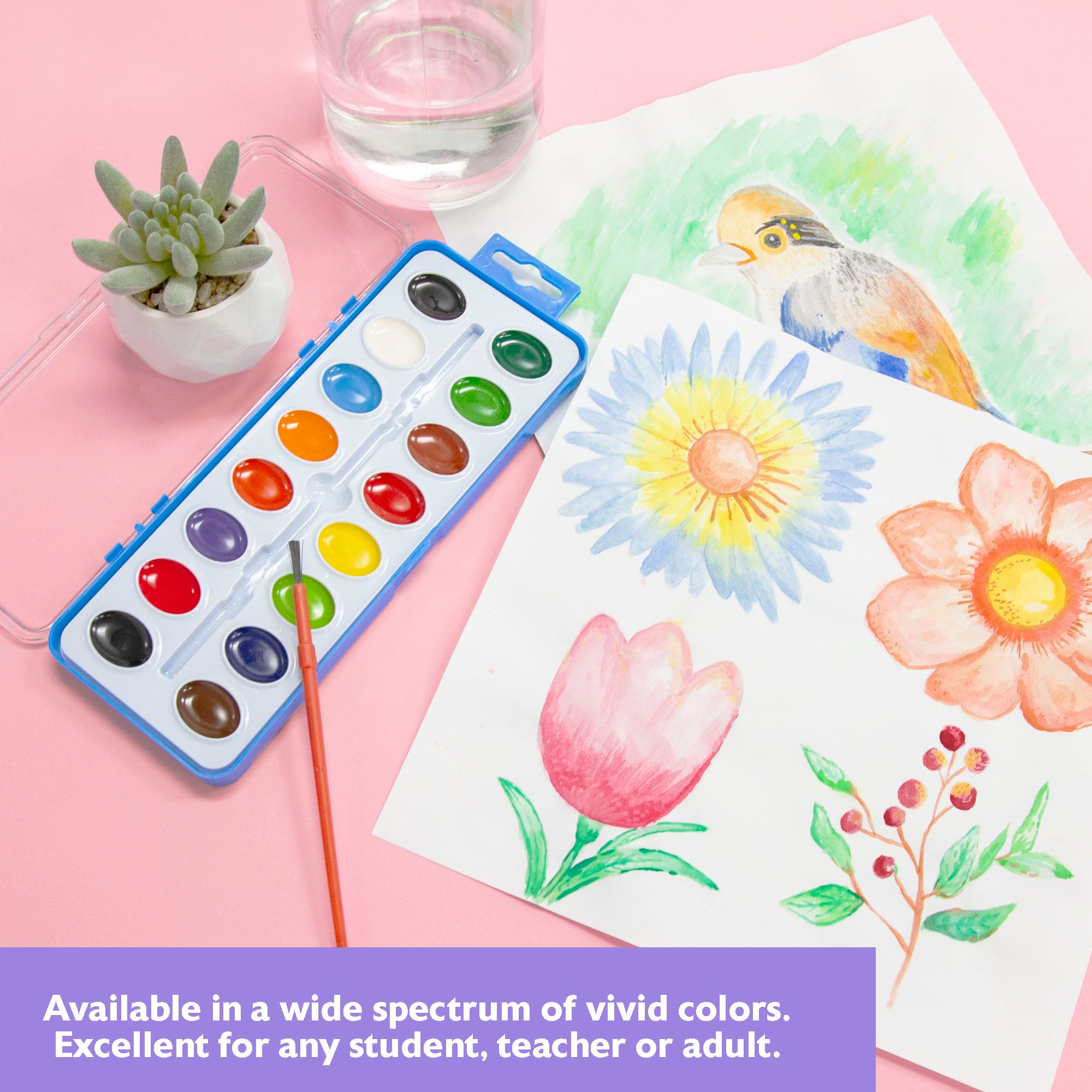 16 Ct. Semi Moist Watercolor w/ Brush