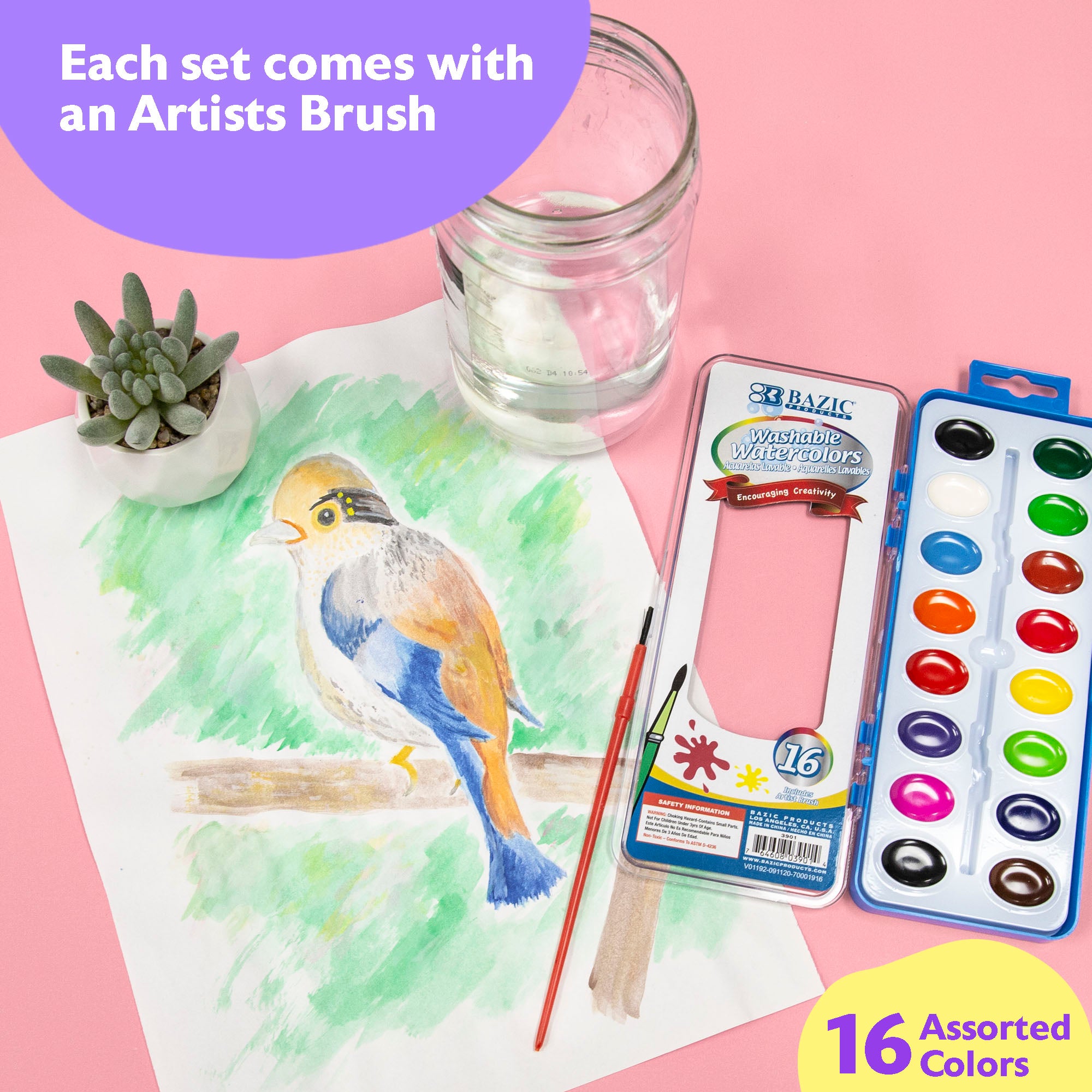 16 Ct. Semi Moist Watercolor w/ Brush