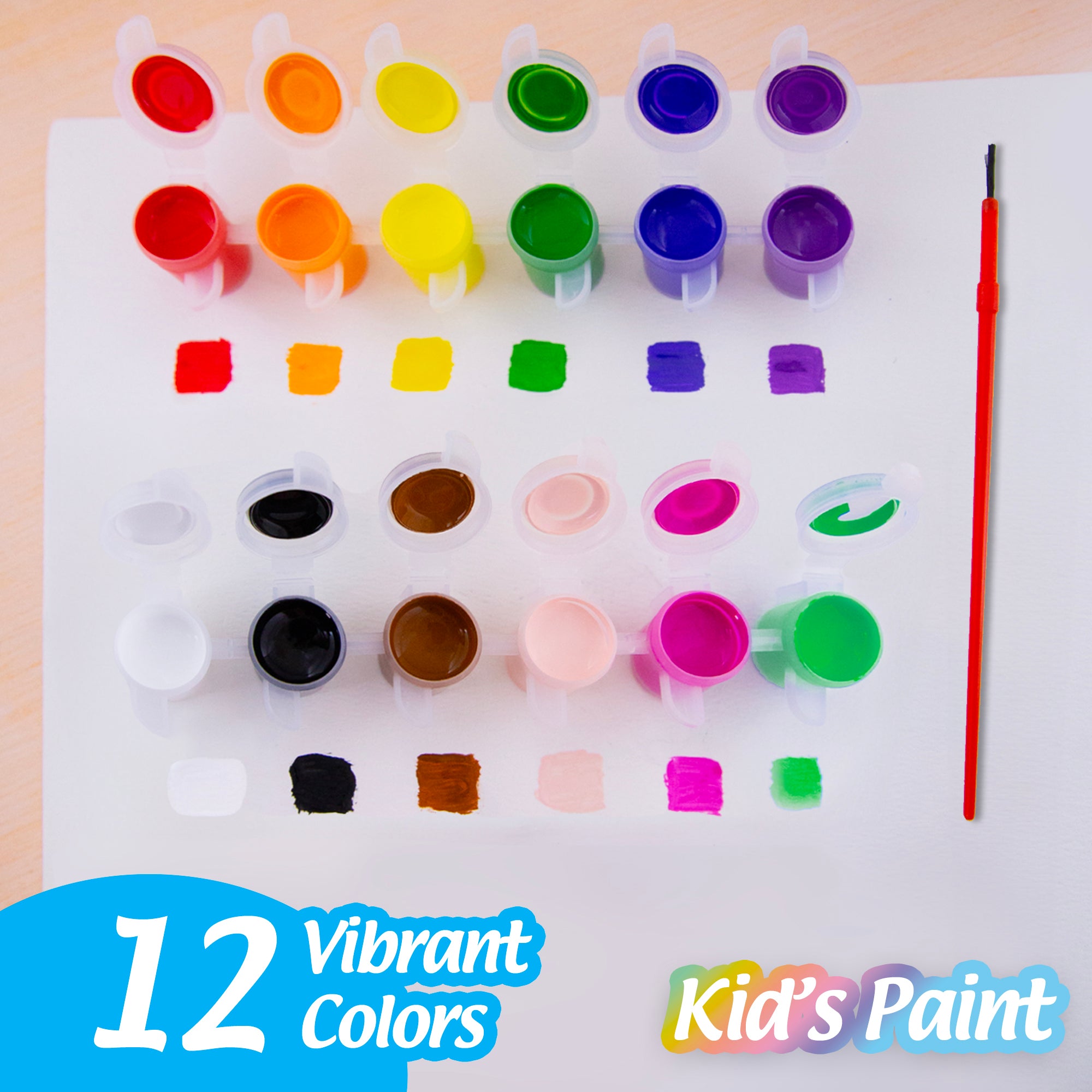 0.17 FL OZ (5 mL) 12 Color Kid's Paint w/ Brush