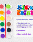 0.17 FL OZ (5 mL) 12 Color Kid's Paint w/ Brush