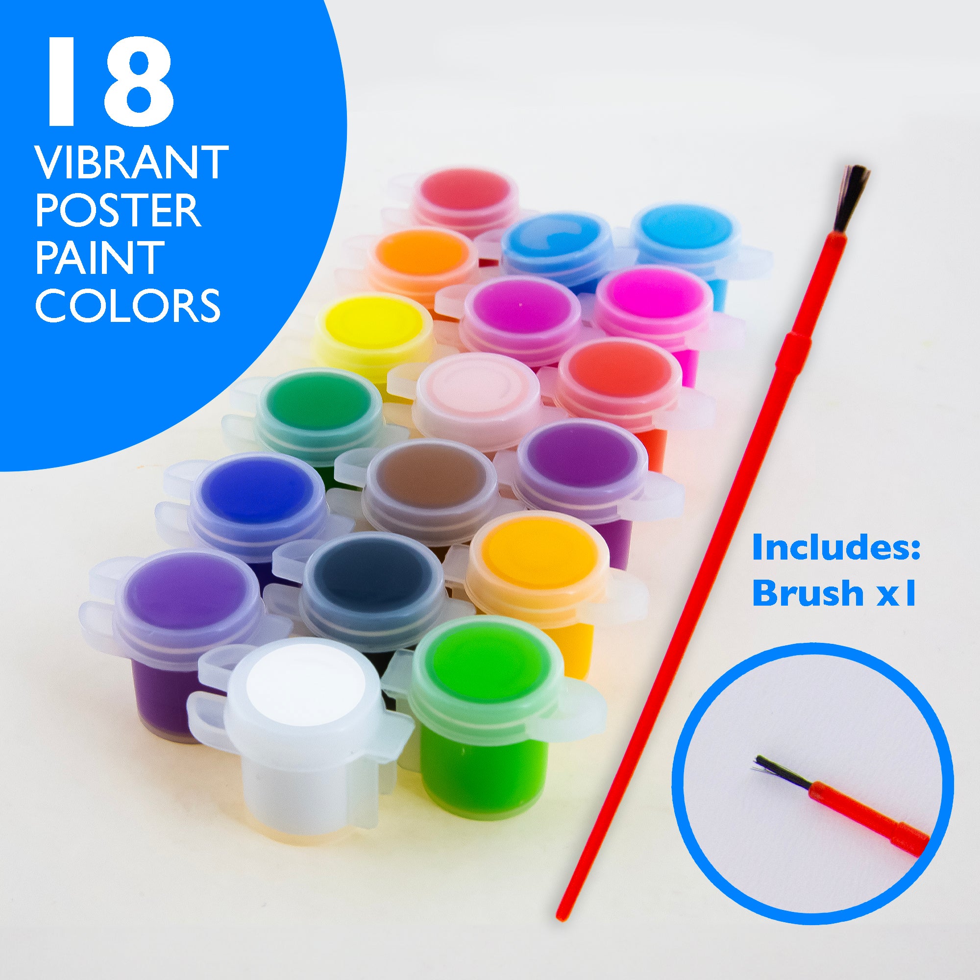 0.17 FL OZ (5 mL) 18 Color Kid's Paint w/ Brush