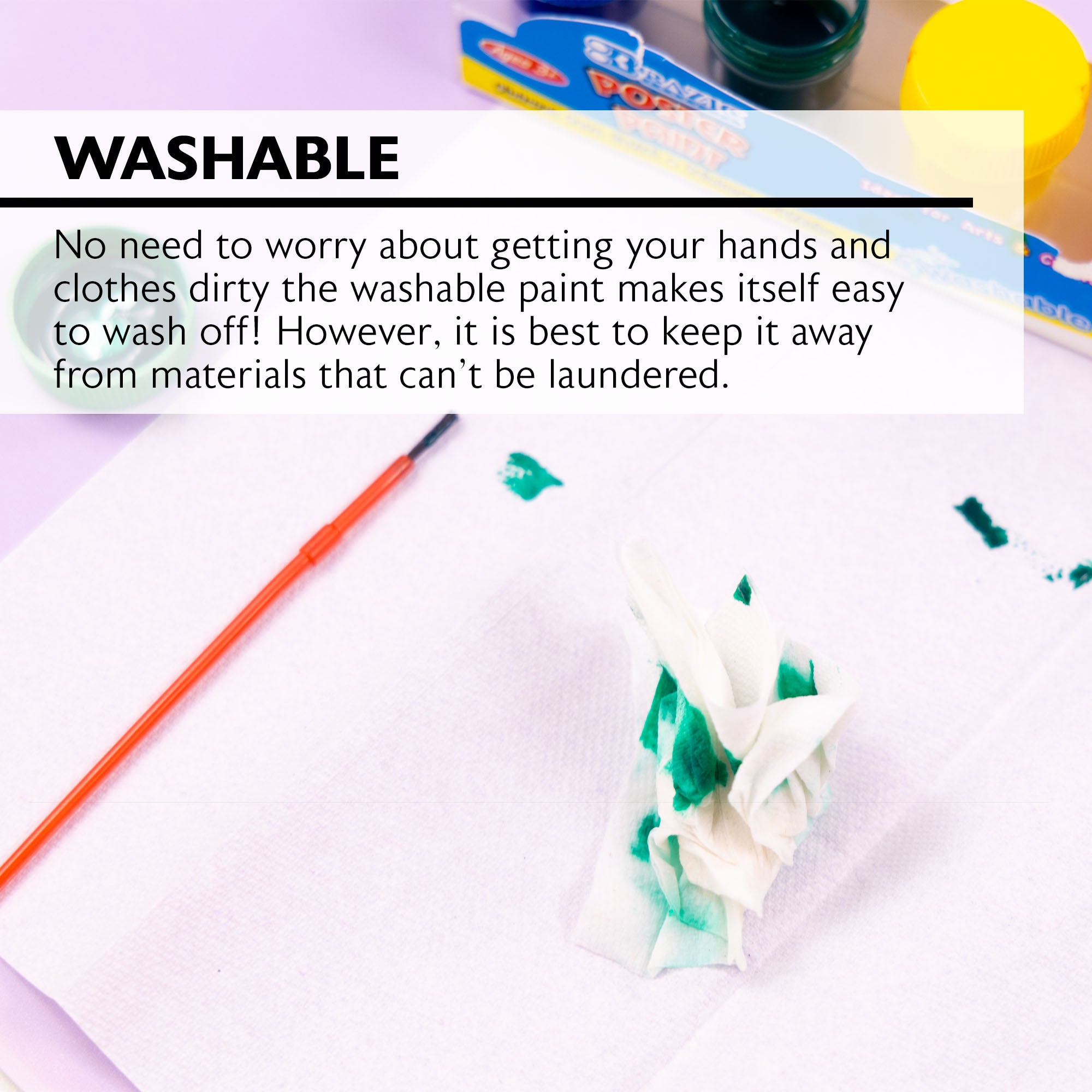 0.75 FL OZ (22.2 mL) 6 Color Washable Poster Paint w/ Brush