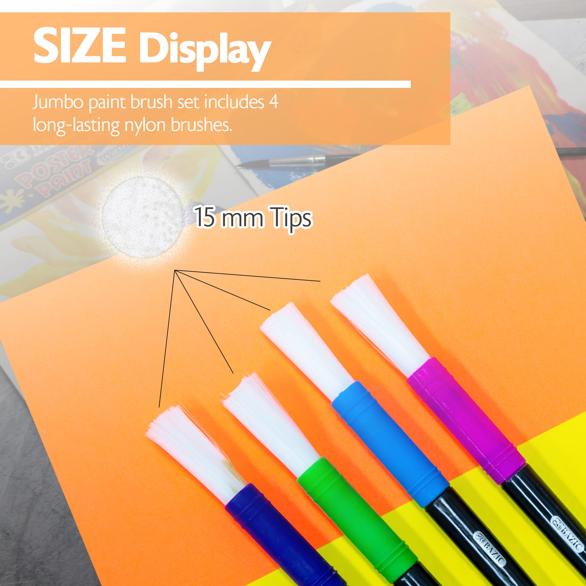 Jumbo Kid's Paint Brush Set (4/Pack)