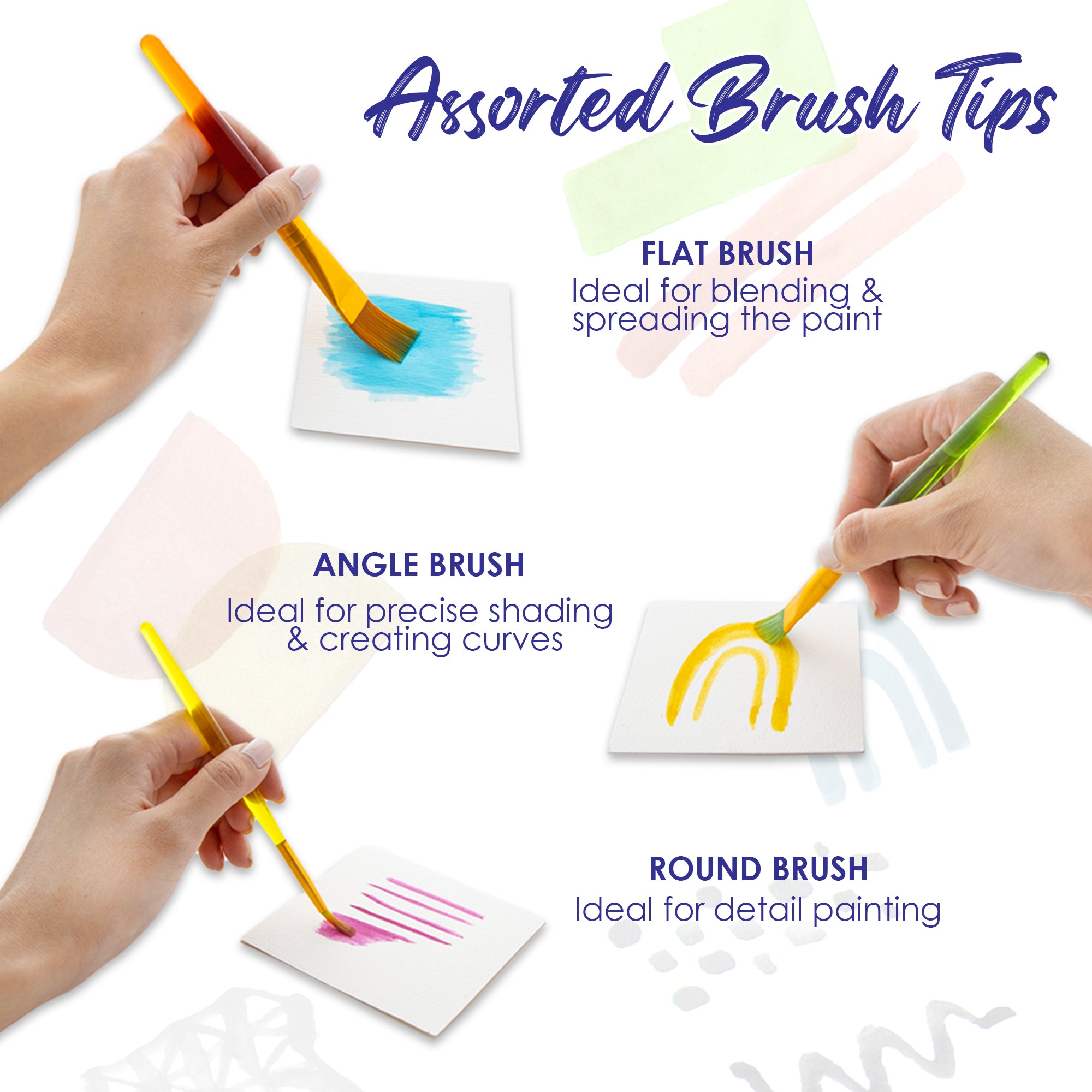 Paint Brush w/ Translucent Handle set (7/Pack)