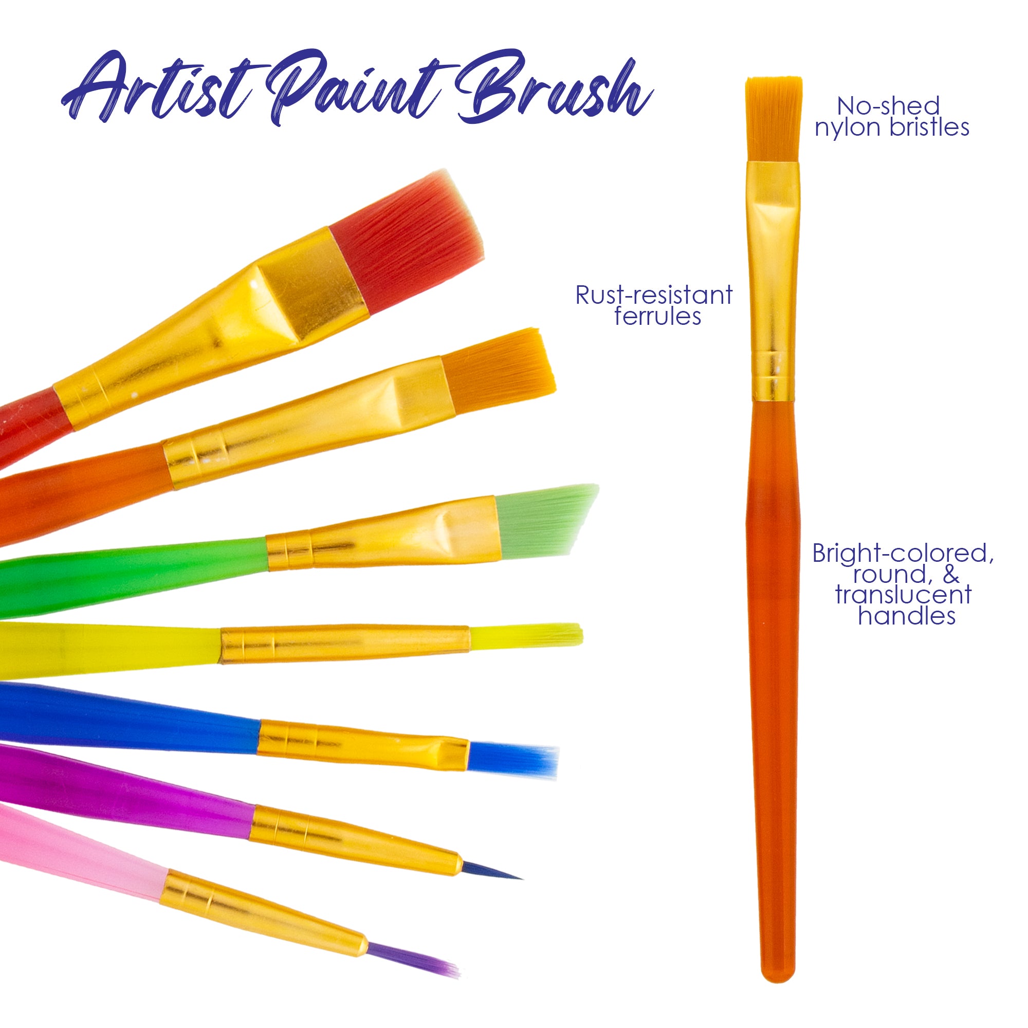 Paint Brush w/ Translucent Handle set (7/Pack)