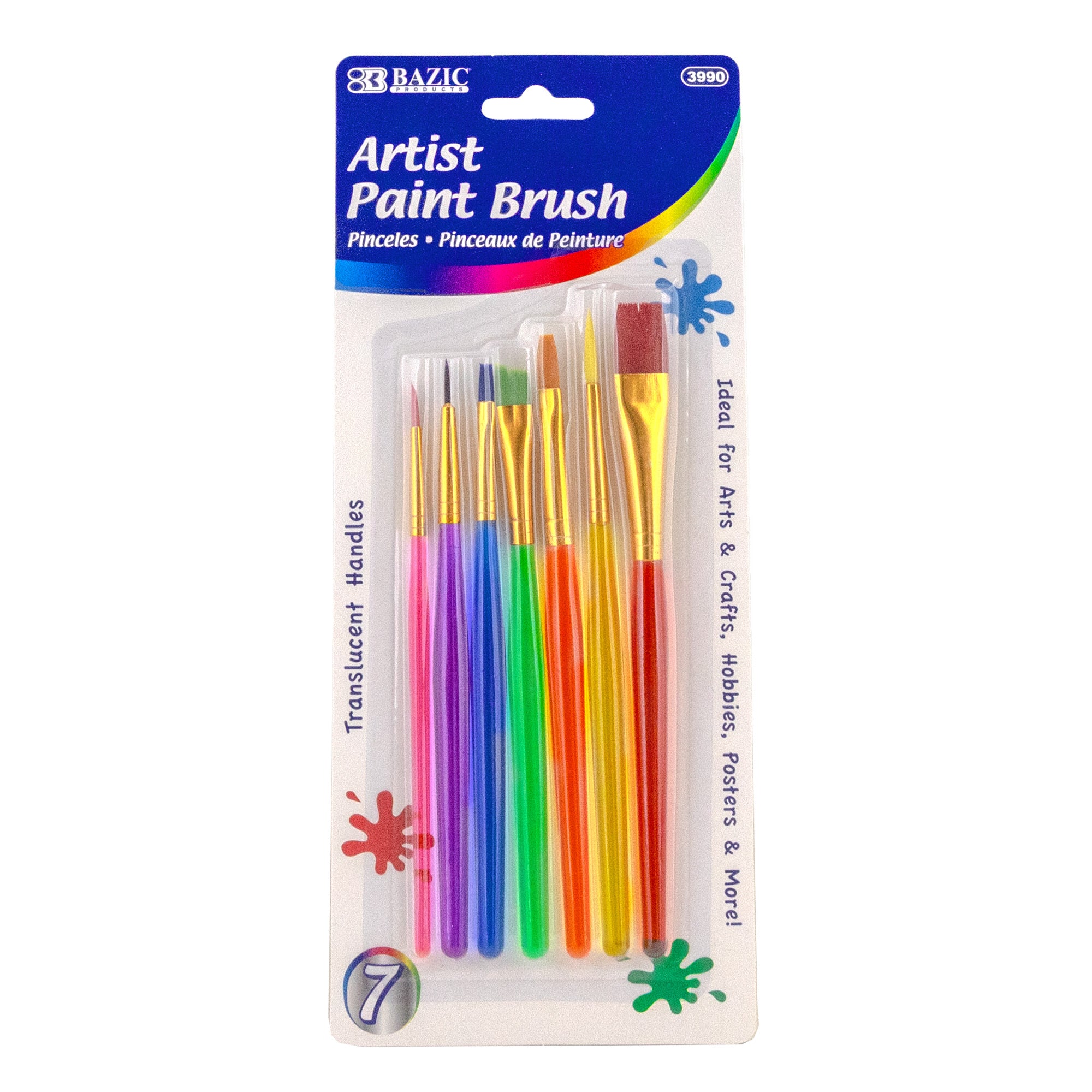 Paint Brush w/ Translucent Handle set (7/Pack)