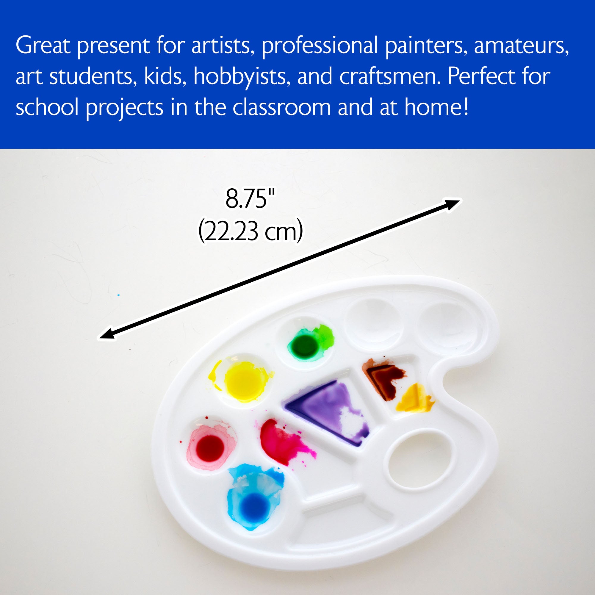 Oval 10-Mixing Palette w/ Thumb Hole