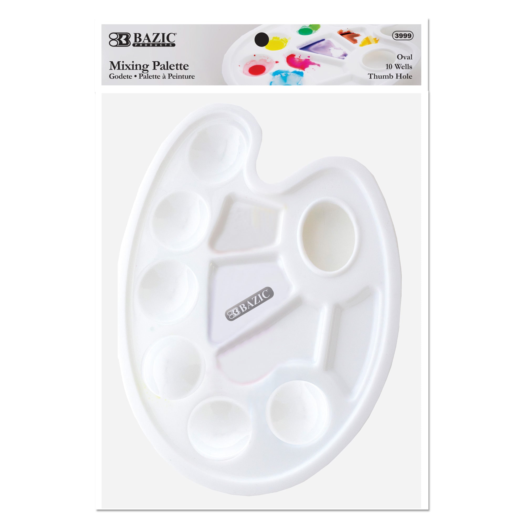 Oval Paint Mixing Palette with Thumb Hole, 10 Wells – BAZIC Store
