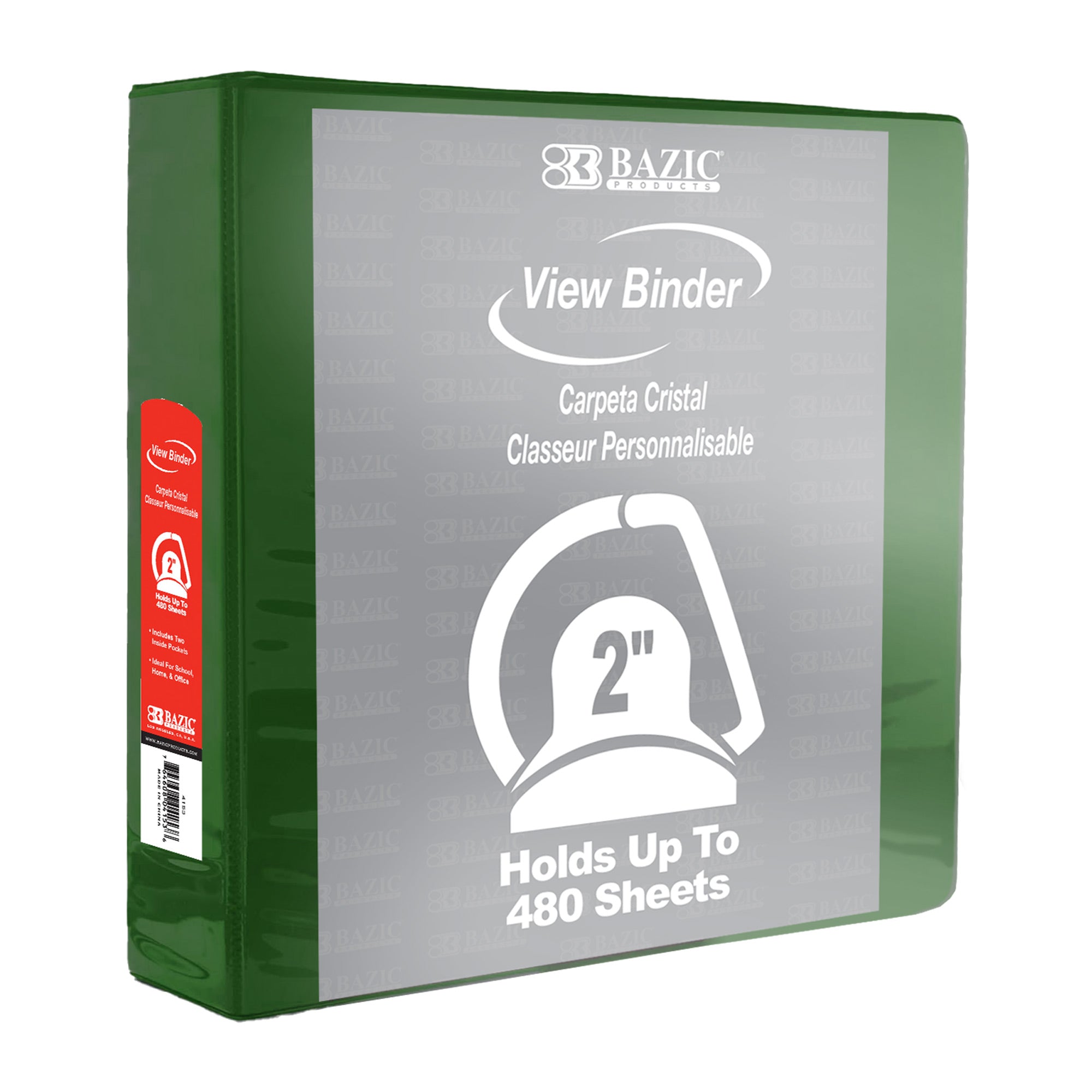2" Green Slant-D Ring View Binder w/ 2-Pockets