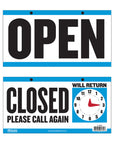 6" X 11.5" "CLOSED" Clock Sign w/ "OPEN" sign on back