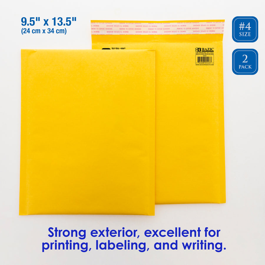 Self-Seal Bubble Mailers (#4) 9.5" X 13.5" (2/Pack)