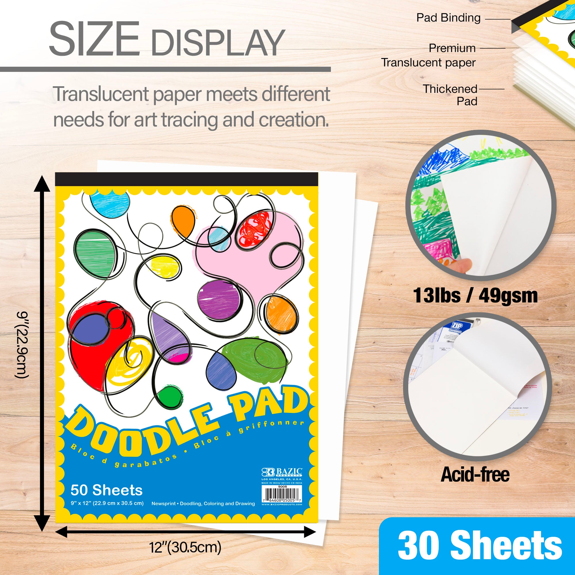 50 Ct. 9" X 12" Doodle Pad