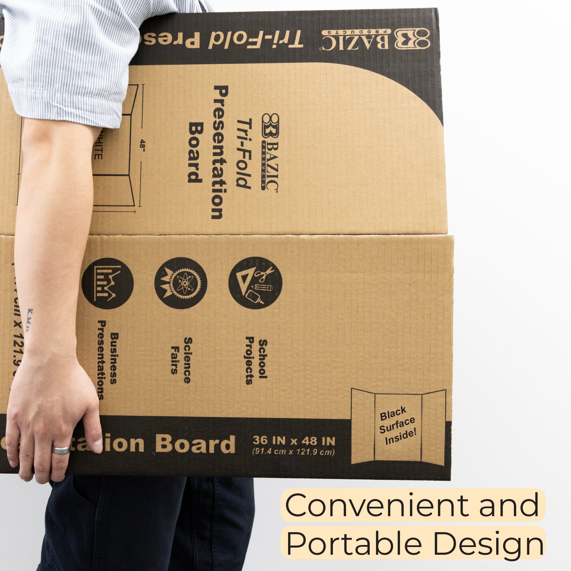 36" X 48" Black Tri-Fold Corrugated Presentation Board