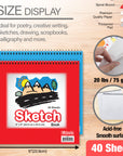 Sketch Pad Top Bound Spiral 9"X 9"(40 Ct.)
