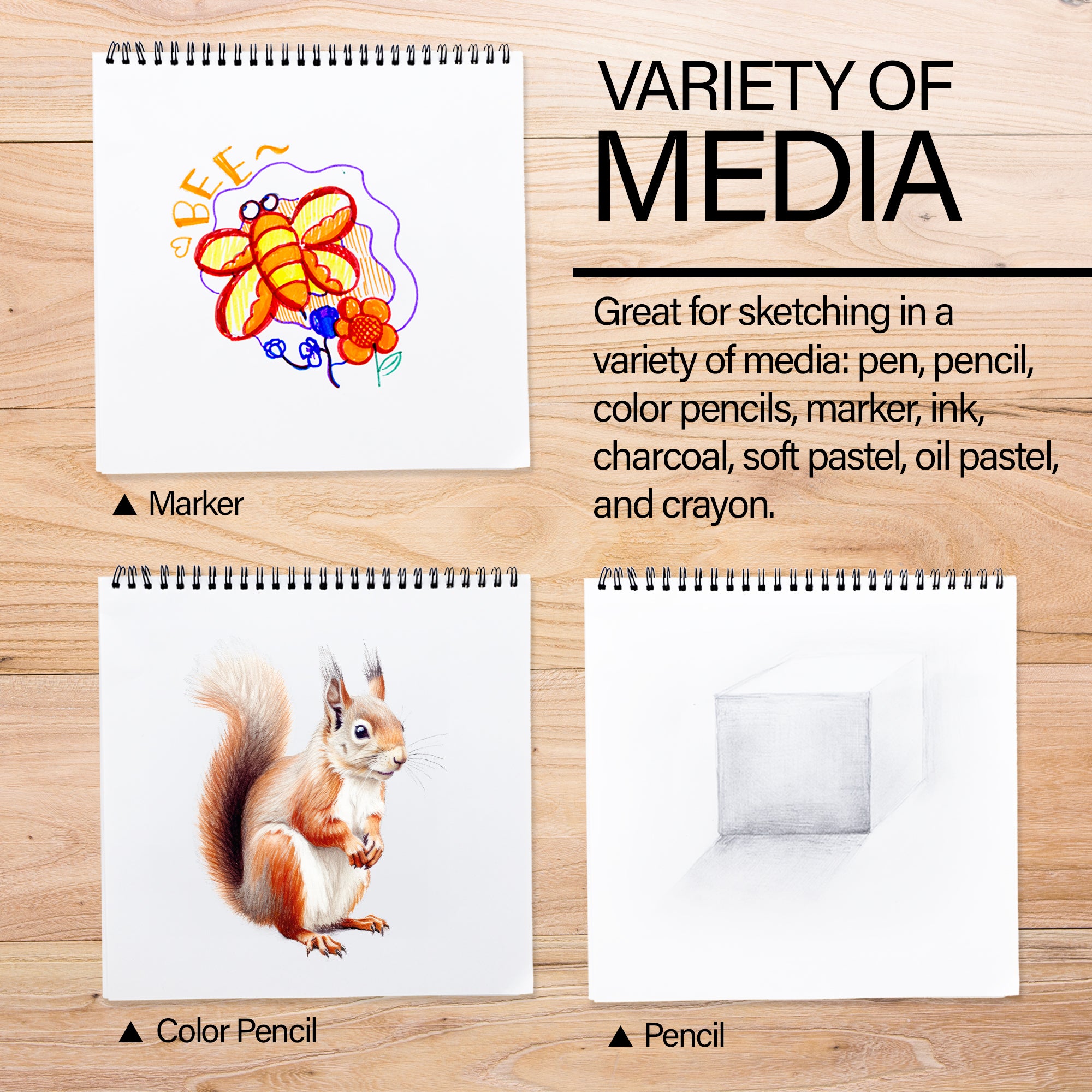 40 Ct. 9" X 9" Top Bound Spiral Sketch Pad