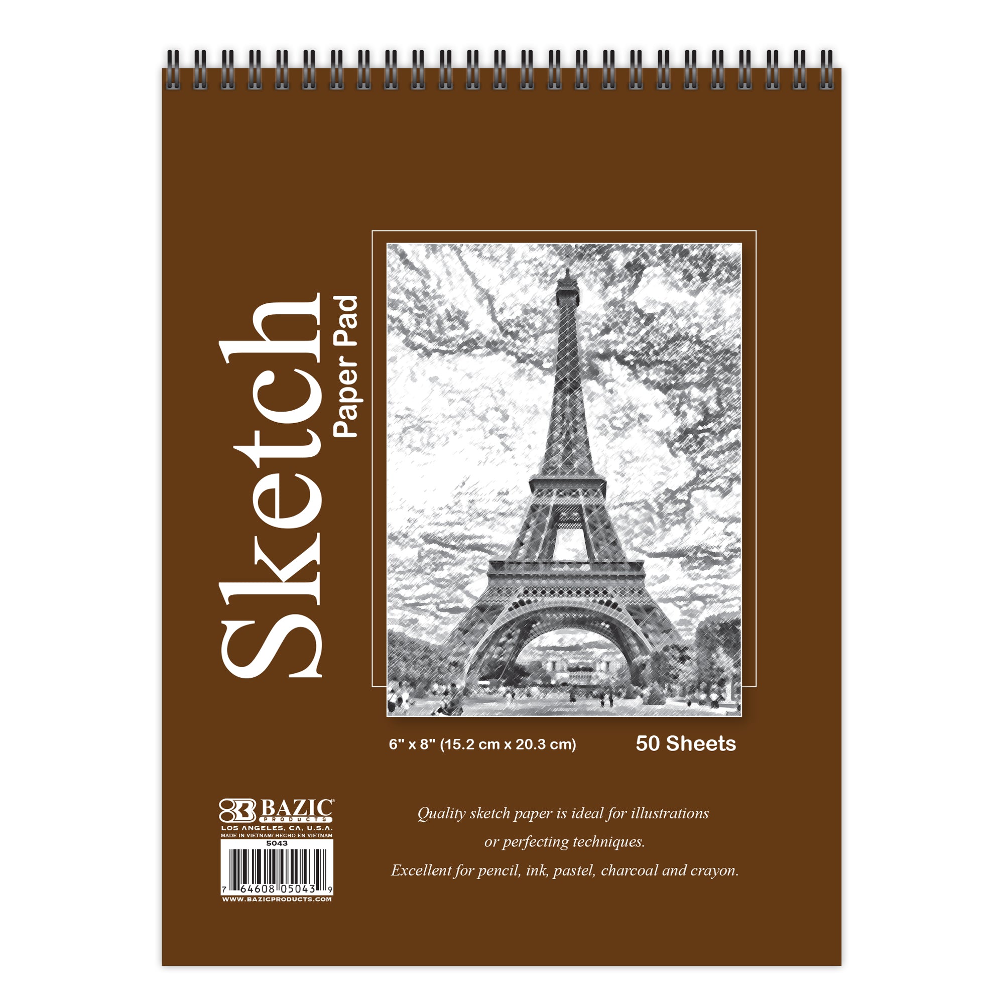50 Ct. 6" X 8" Top Bound Spiral Sketch Pad
