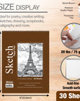 30 Ct. 9" X 12" Top Bound Spiral Sketch Pad