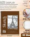 30 Ct. 8.5" X 11" Side Bound Spiral Sketch Book