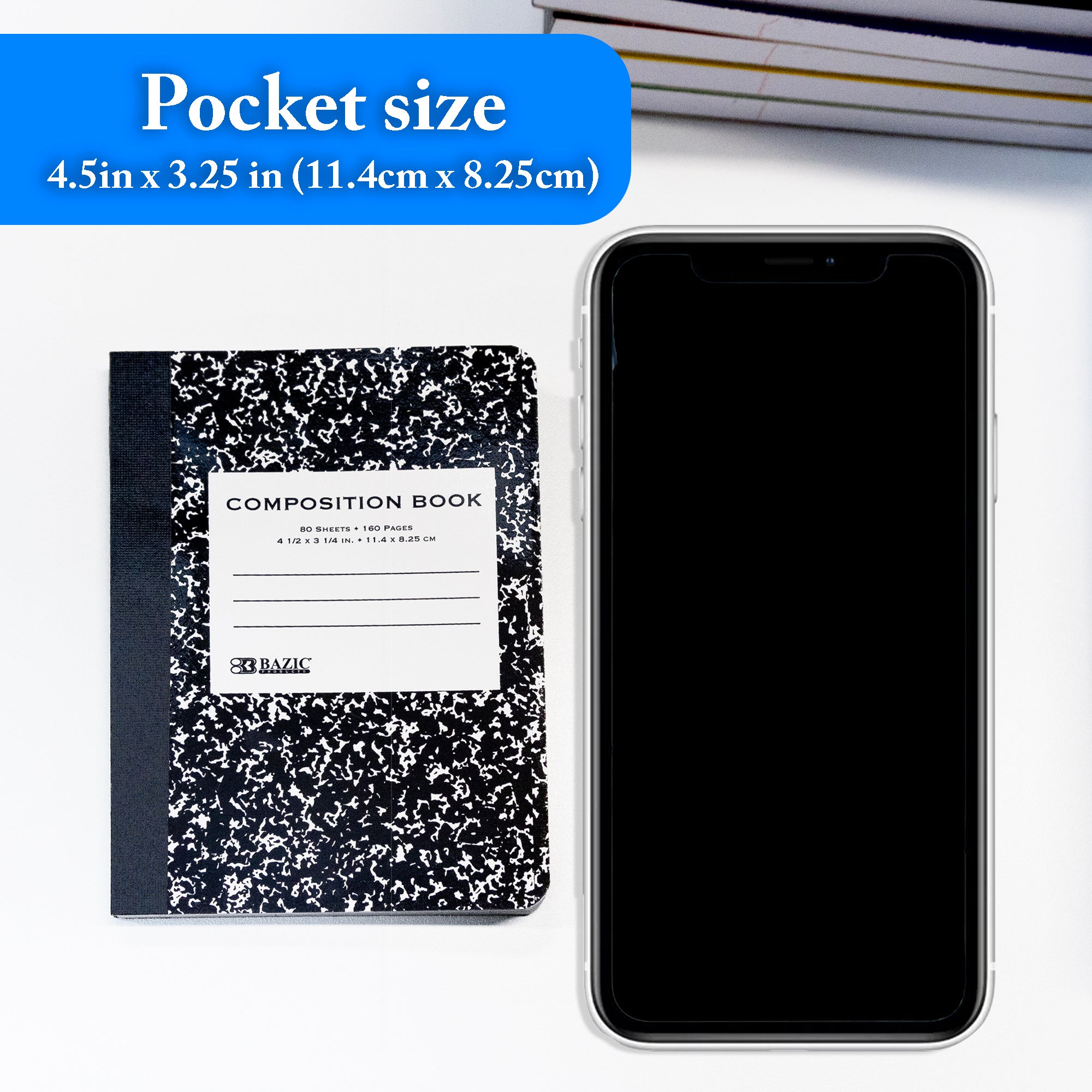80 Ct. 4.5" x 3.25" Mini Marble Composition Book (2/Pack)