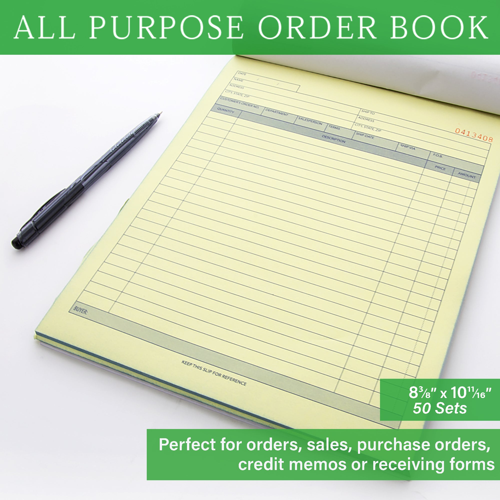 50 Sets 8 3/8" x 10 11/16" 2-Part Carbonless All Purpose Order Book