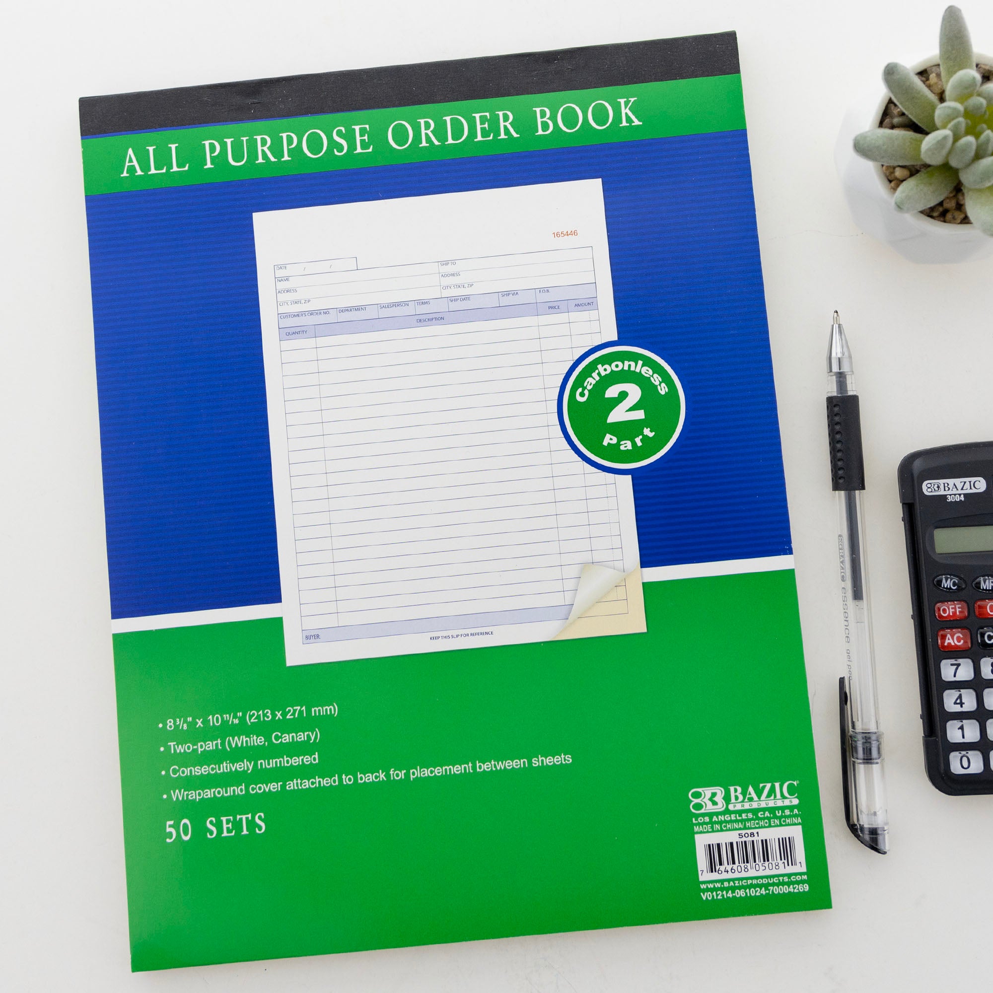 50 Sets 8 3/8" x 10 11/16" 2-Part Carbonless All Purpose Order Book