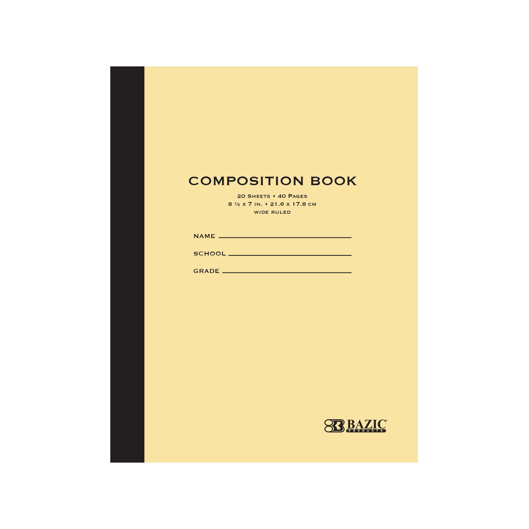 20 Ct. 8.5" x 7" Manila Cover Composition Book