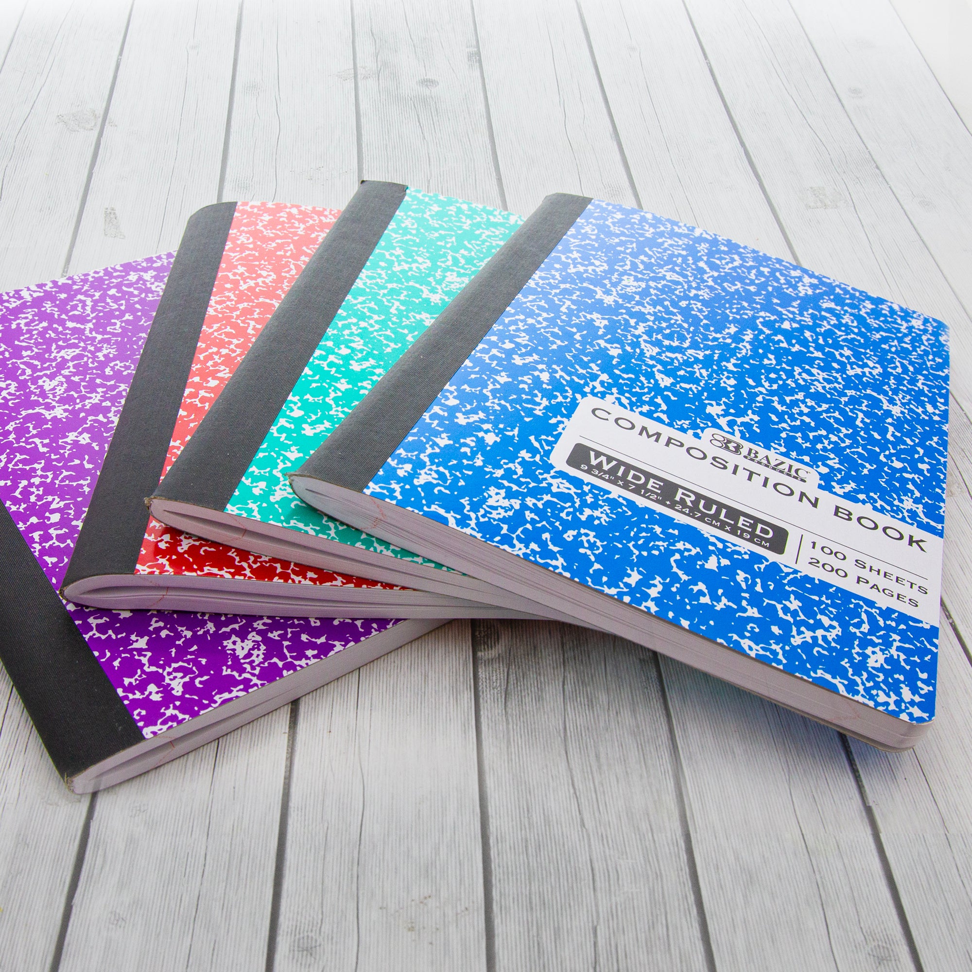 W/R 100 Ct. Assorted Color Marble Composition Book