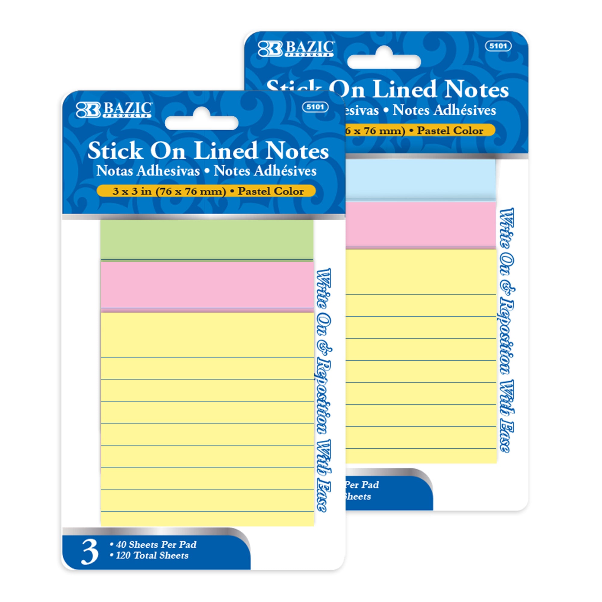 40 Ct. 3" X 3" Lined Sticky Notes (3/Pack)