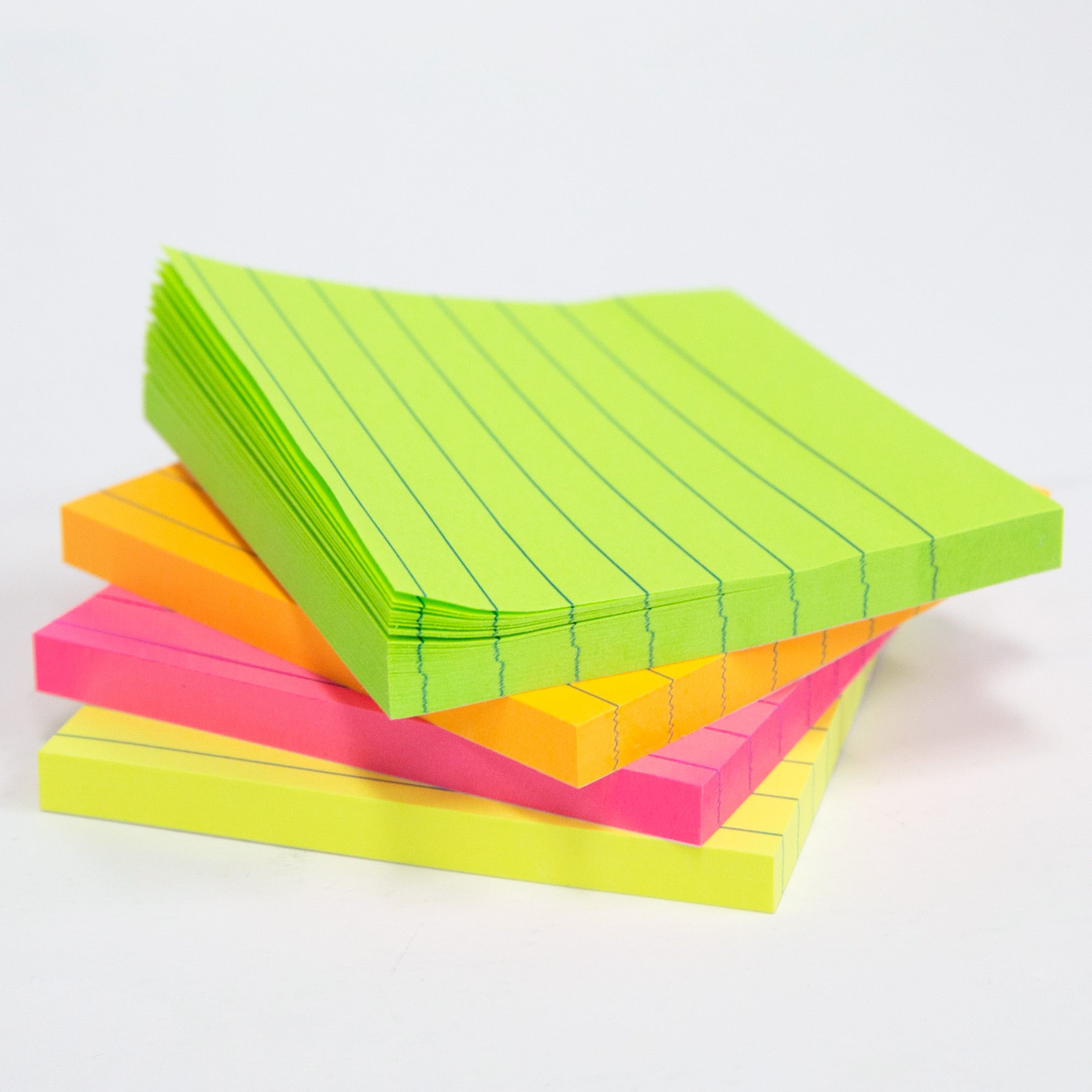 70 Ct. 3" X 3" Neon Lined Sticky Notes