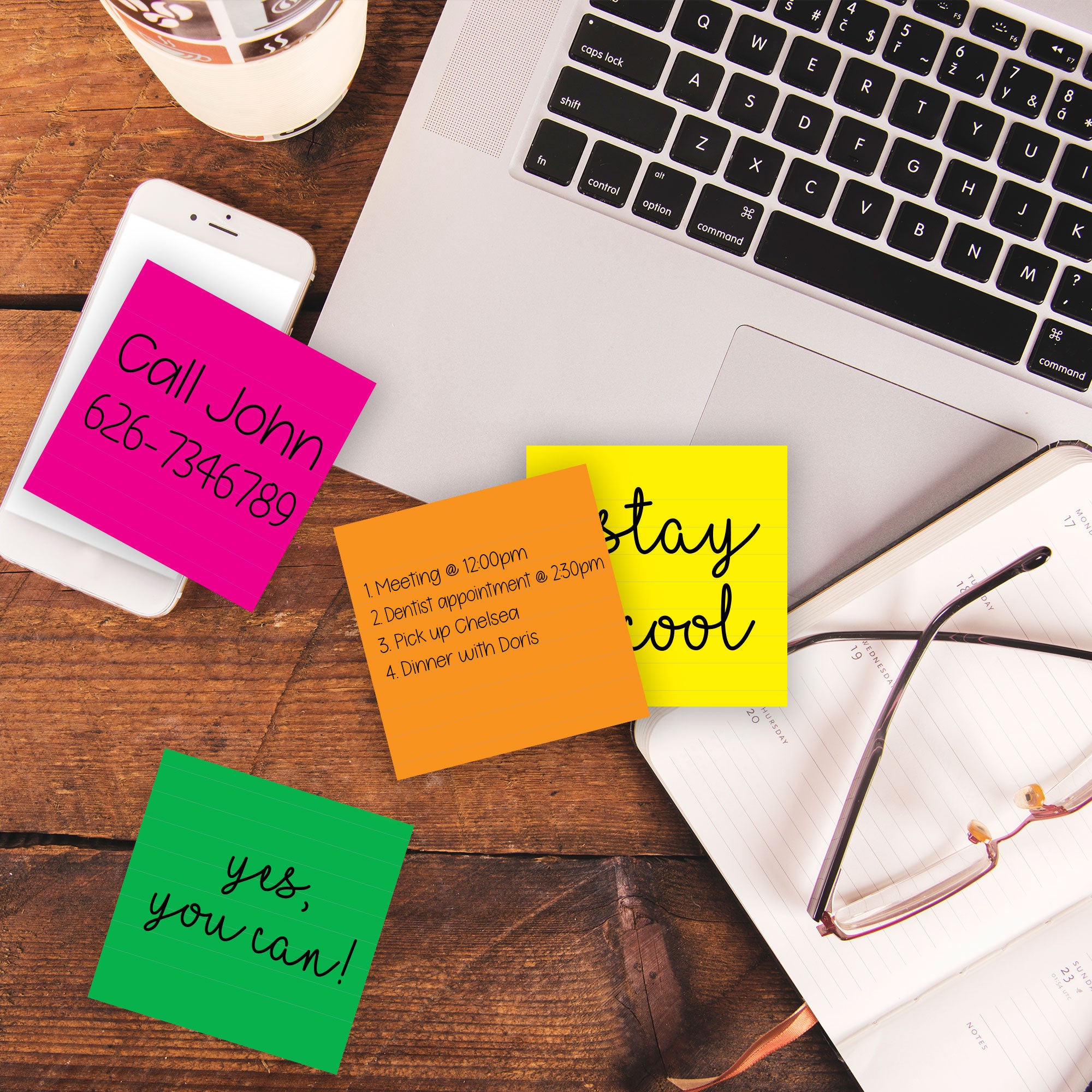 70 Ct. 3" X 3" Neon Lined Sticky Notes
