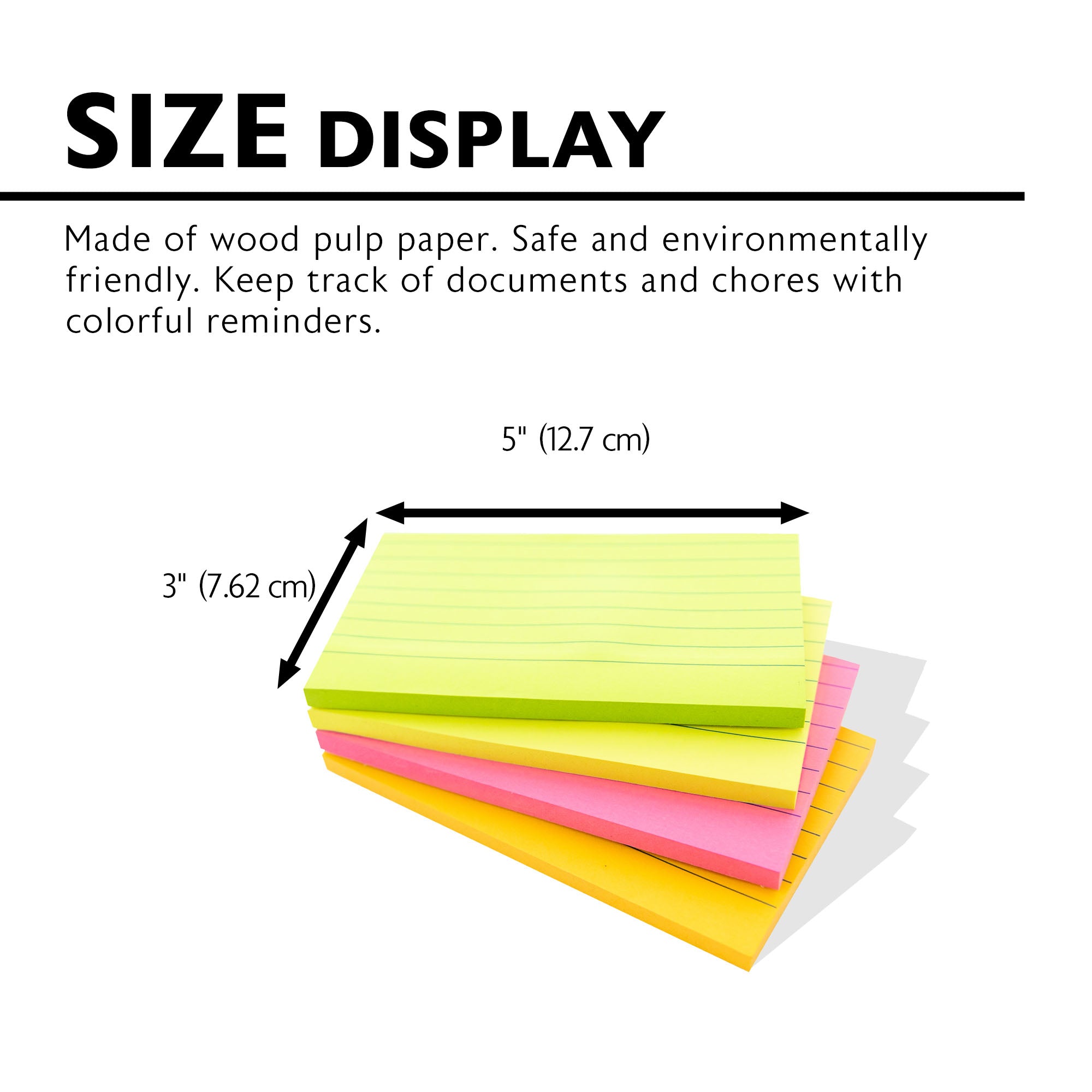 70 Ct. 3" X 5" Neon Lined Sticky Notes