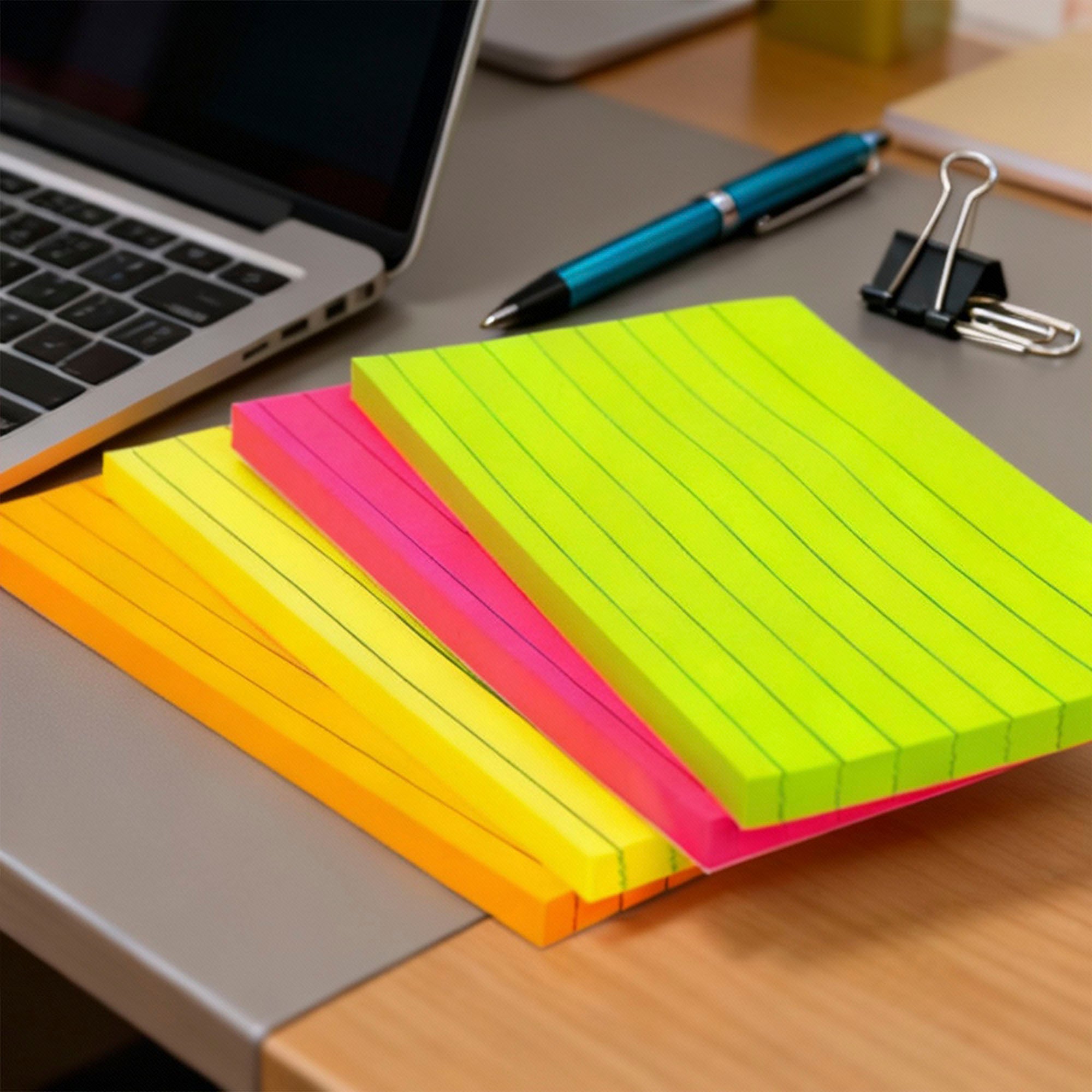 70 Ct. 3" X 5" Neon Lined Sticky Notes