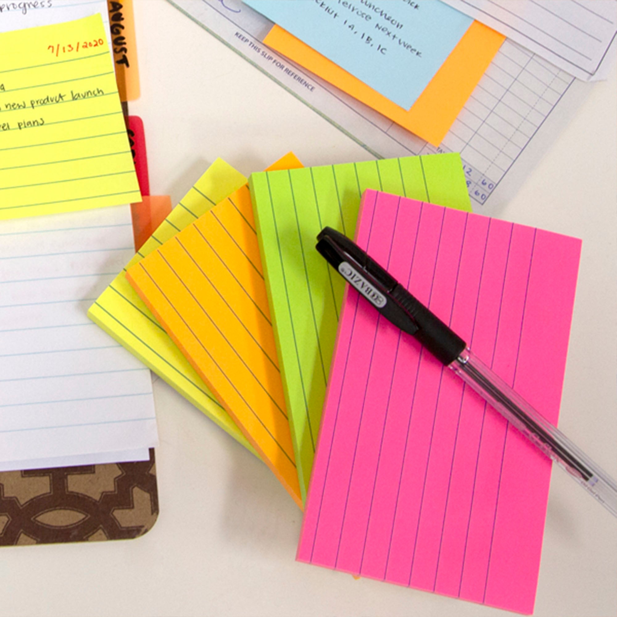 70 Ct. 3" X 5" Neon Lined Sticky Notes
