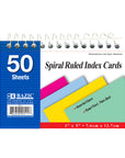 50 Ct. Spiral Bound 3" X 5" Ruled Colored Index Card