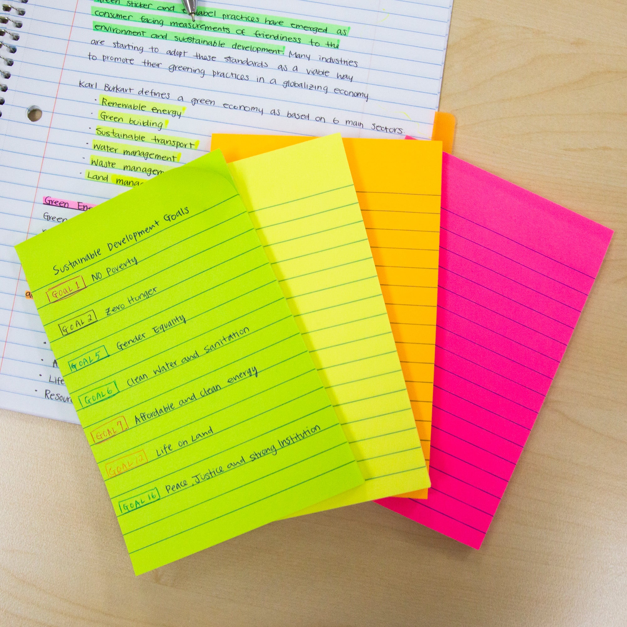 50 Ct. 4" X 6" Neon Lined Sticky Notes