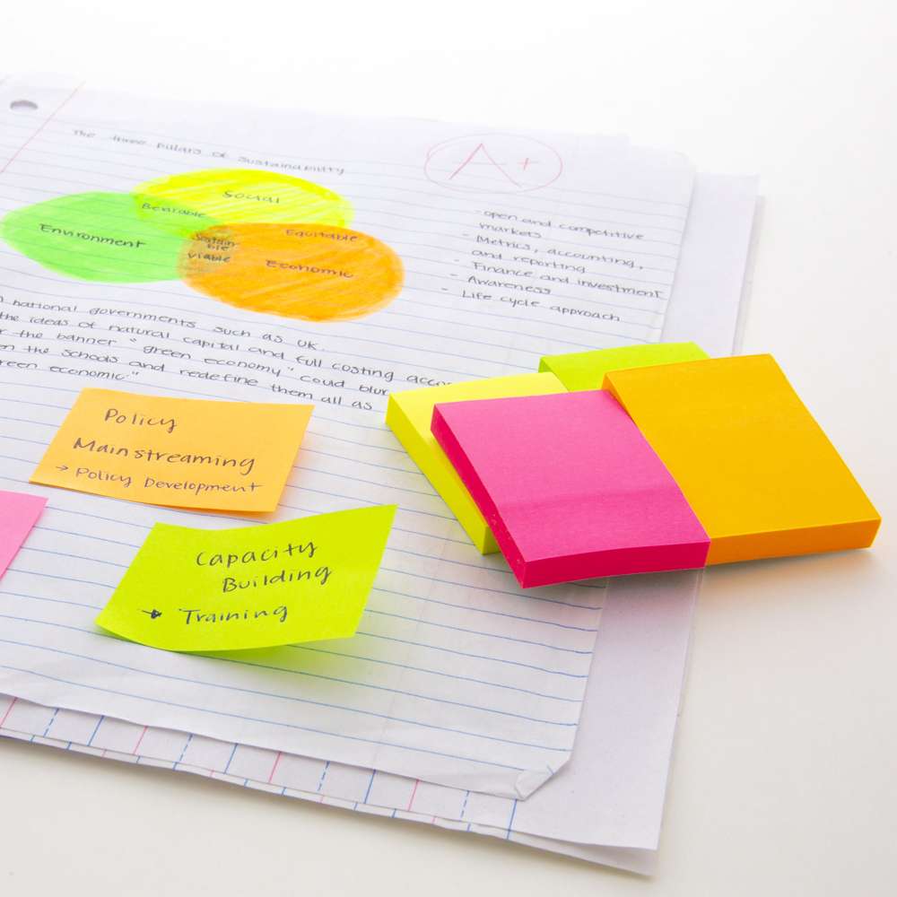 70 Ct. 1.5" X 2" Neon Sticky Notes (4/Pack)