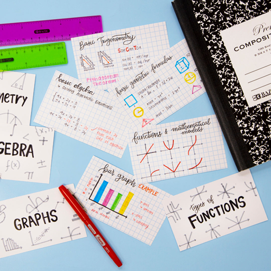 100 Ct. 3" X 5" Quad Ruled 4-1" White Index Card