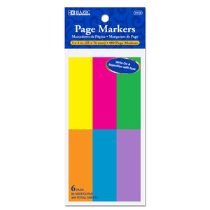 Flag Neon Page Markers 1" X 3" 80 Ct. (6/Pack)